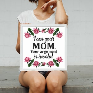 Quotes cross stitch pattern PDF Funny counted cross stitch chart Meme Mom Humor embroidery design Sassy modern cross stitch Mother gift image 2