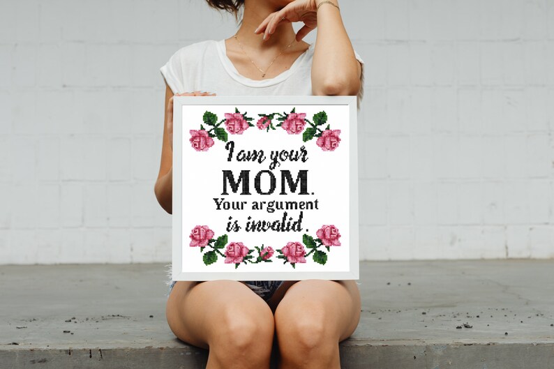 Quotes cross stitch pattern PDF Funny counted cross stitch chart Meme Mom Humor embroidery design Sassy modern cross stitch Mother gift image 2