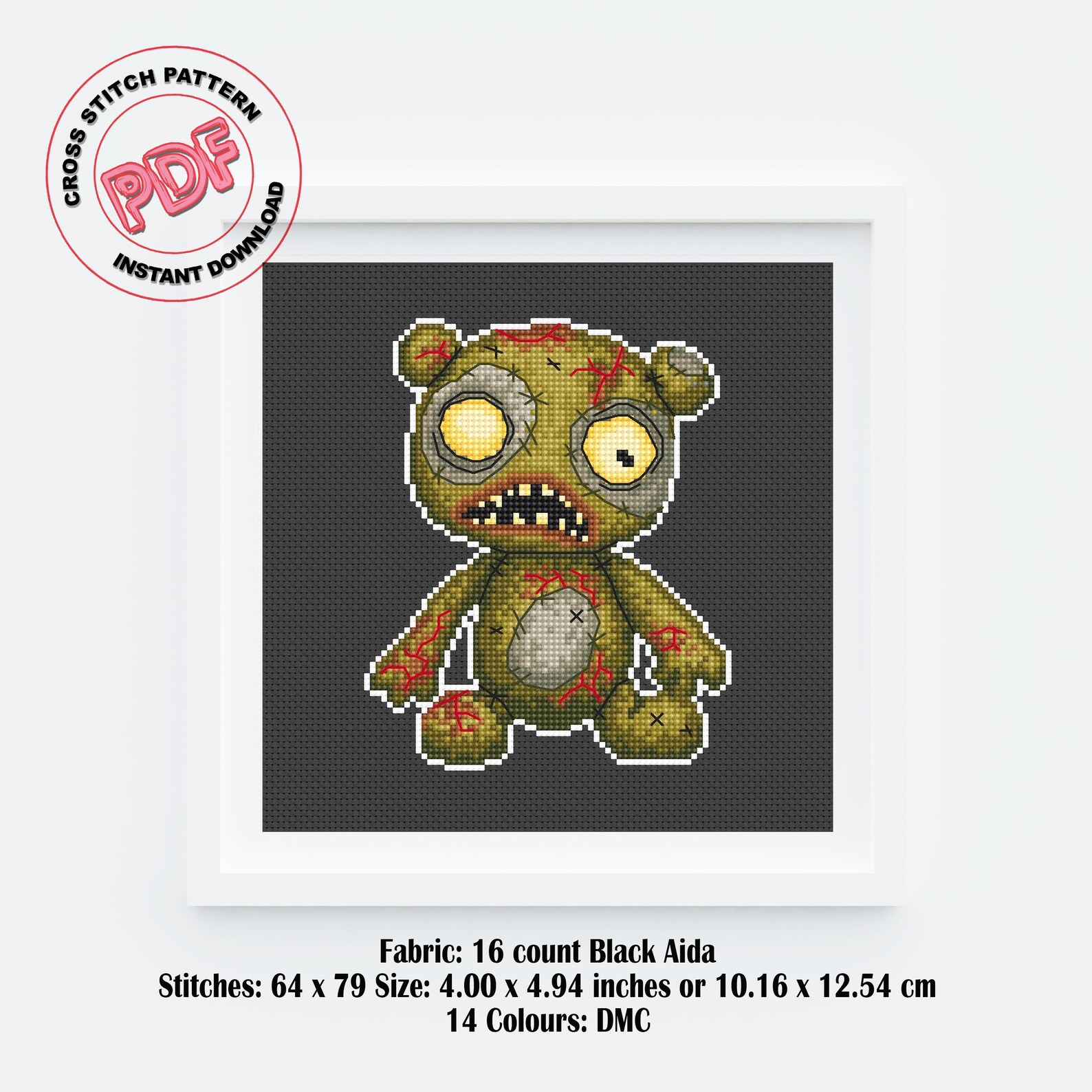 Scary Halloween Zombies Cross Stitch Pattern PDF, Creepy Spooky Cross ...