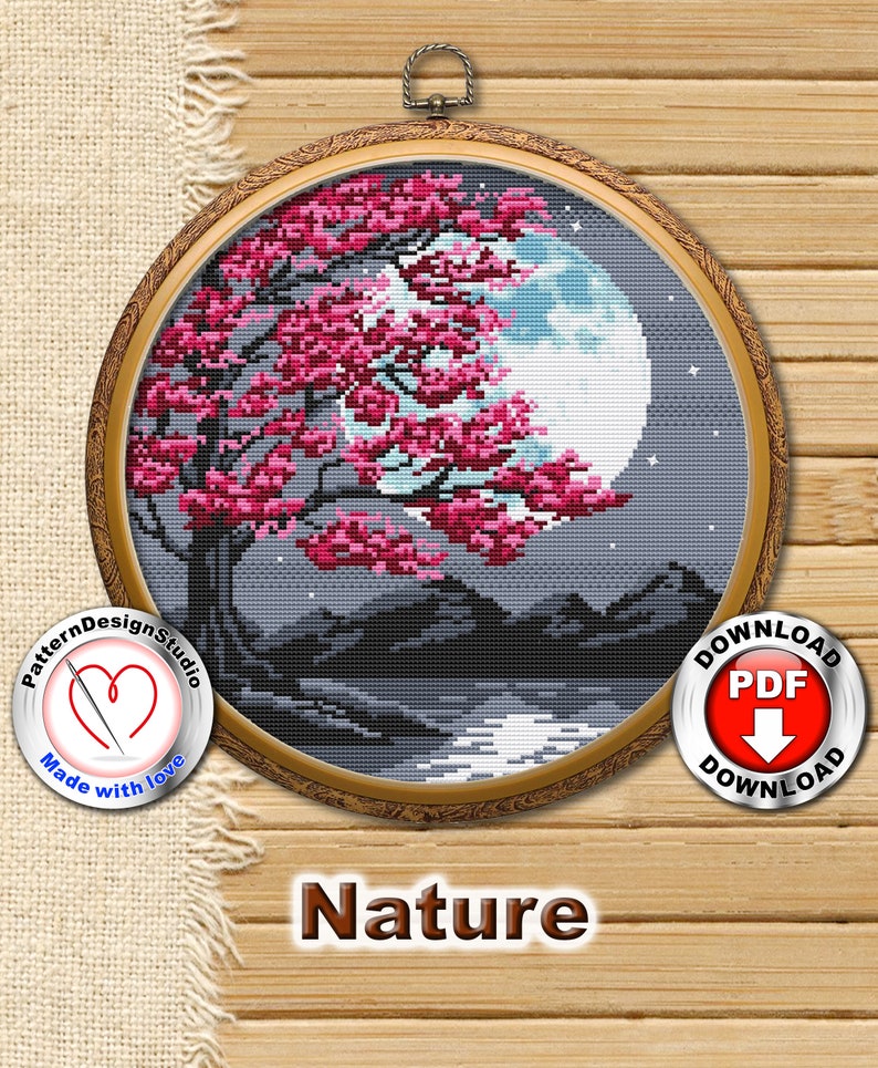 Sakura Blossom Crossstitch Designs for Wall Hanging Cross Etsy