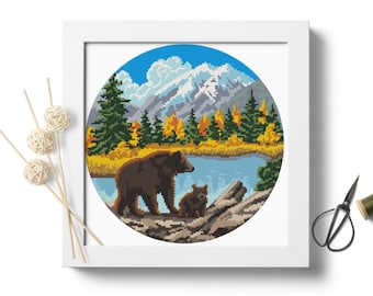 Kings Canyon National Park Cross Stitch Embroidery Pattern Instant Download Nature Counted Cross Stitch Chart Digital Format PDF #P372