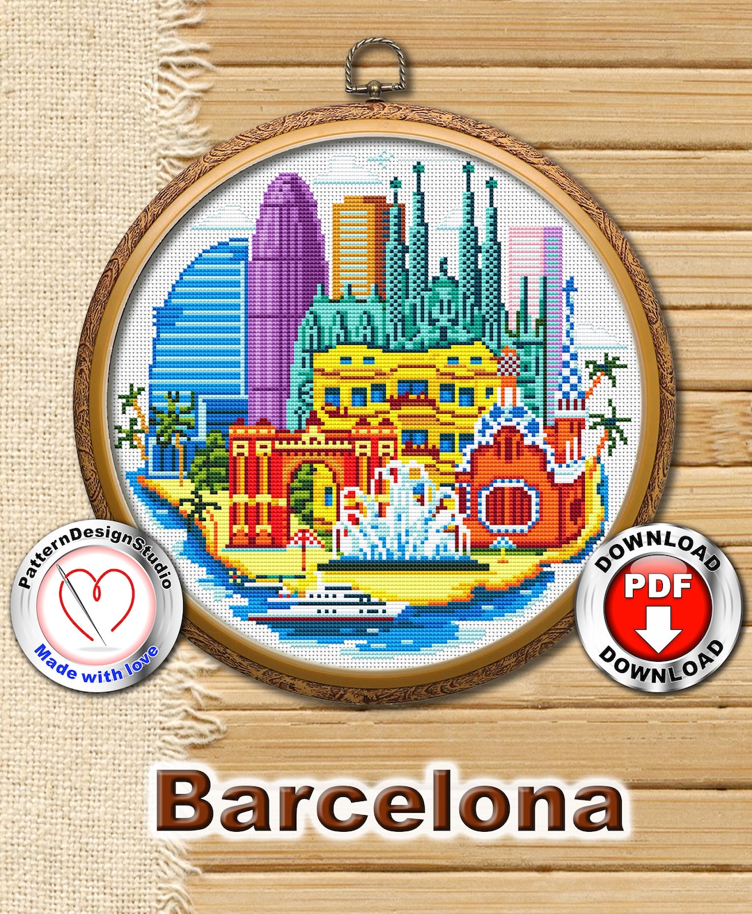 Pretty Little Barcelona #P129 Cross Stitch Embroidery Pattern Instant ...