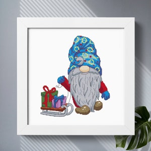 Christmas cross stitch pattern PDF download, Scandinavian Gnome embroidery pattern, Easy Christmas ornaments, Winter holiday cross stitch