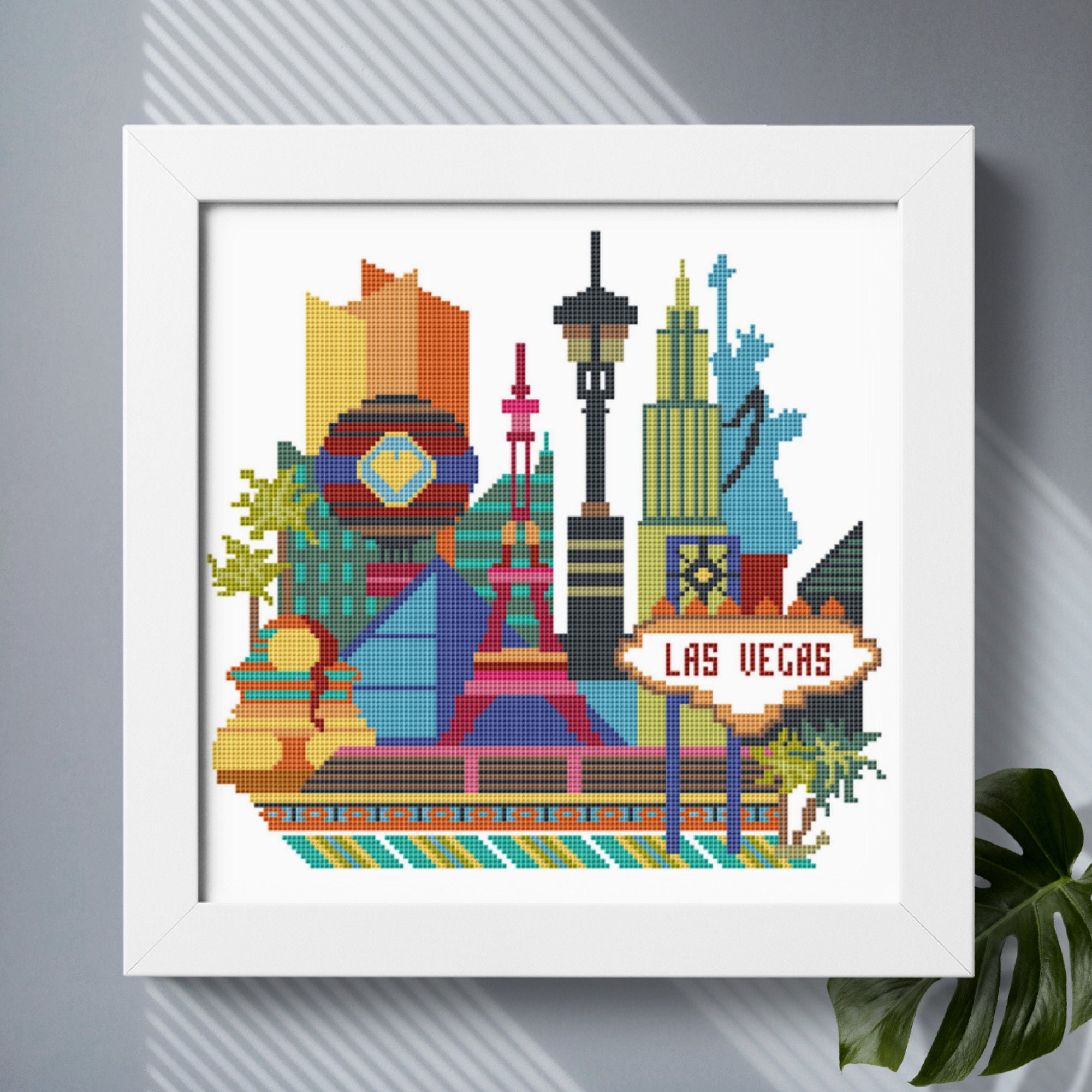 Las Vegas Modern Cross Stitch Pattern PDF Travel Mini City Easy