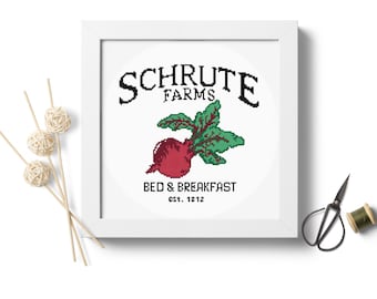 Schrute Farms Cross Stitch Pattern PDF Digital Download Counted Cross Stitch Funny cross-stitch design Modern cross-stitch pattern #P301