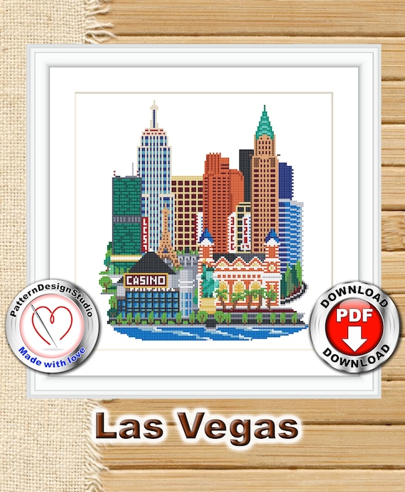 Las Vegas Cross Stitch Pattern PDF City Skyline Embroidery Etsy