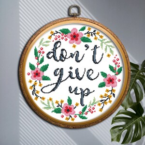 Quote cross stitch pattern PDF Sayings Phrases easy counted cross stitch chart Motivational Inspirational quotes embroidery design