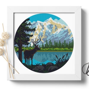 North Cascades National Park Counted Cross Stitch Pattern Washington State Mountains Glaciers Lakes Cross Stitch Pattern PDF Digital Format