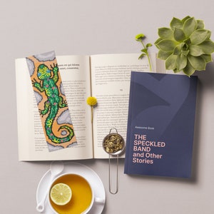 Lizard bookmark cross stitch pattern pdf download Cross stitch simple Handmade bookmark embroidery beginners Book lover gift Digital file