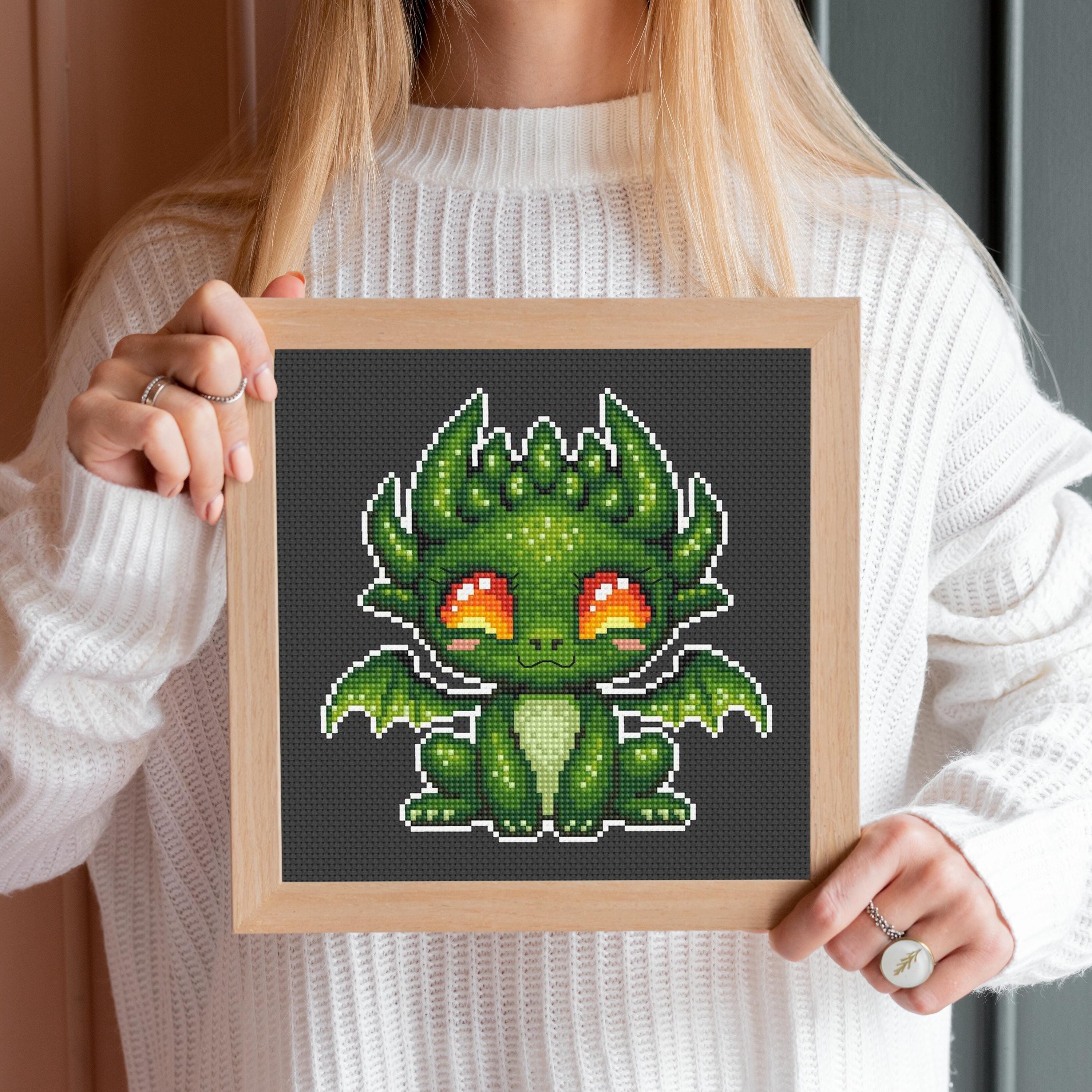 Green Dragon Cross Stitch Pattern PDF Download, Fantasy Baby Dragon ...