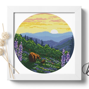 Shenandoah National Park Cross Stitch Embroidery PDF Pattern Download, Modern Embroidery, Landscape Embroidery, Needlecraft Pattern #P140