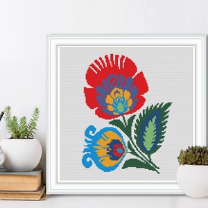 Cross Stitch Pattern PDF for Beginner Instant Download, Cross Stitch Chart, Traditional Folk Art, Modern Cross Stitch #P218