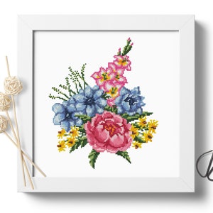 Spring Flowers Cross Stitch Pattern PDF Download Counted Cross stitch Modern Cross Stitch Bouquet Cross Stitch Home Decor Digital File