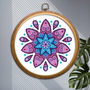Mandala cross stitch pattern PDF download, Floral embroidery design, Stitch embroidery file, Geometric cross stitch, Сross stitch ornament