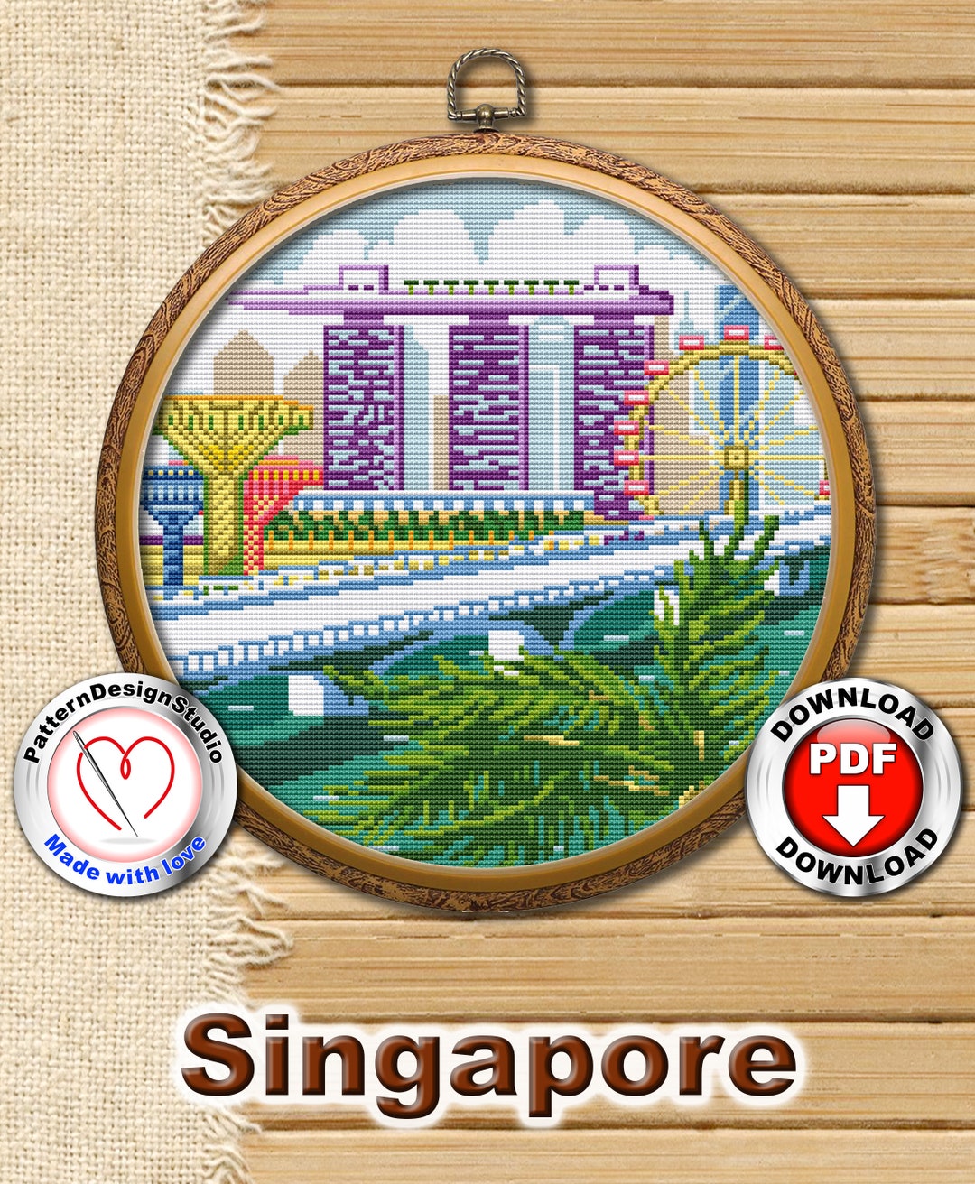 Singapore Cross Stitch Pattern PDF File Travel Cross Stitch Etsy