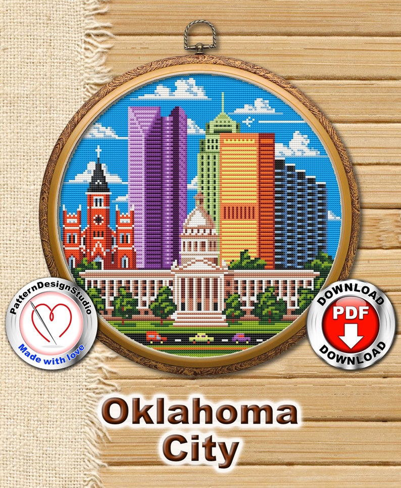 Oklahoma P259 Cross Stitch Embroidery Pattern Instant Etsy