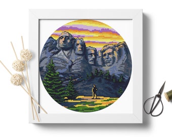 Mount Rushmore National Memorial #P120 Scarica modello PDF ricamo a punto croce / Ricamo moderno / Disegni croce / Design punto