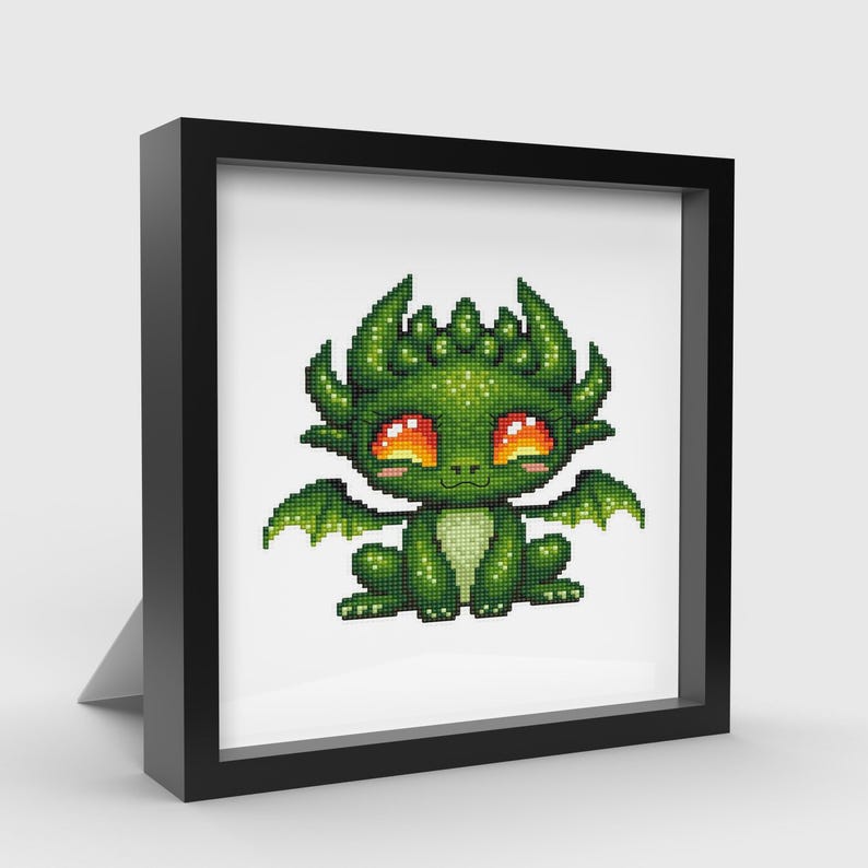 Green Dragon Cross Stitch Pattern PDF Download, Fantasy Baby Dragon ...