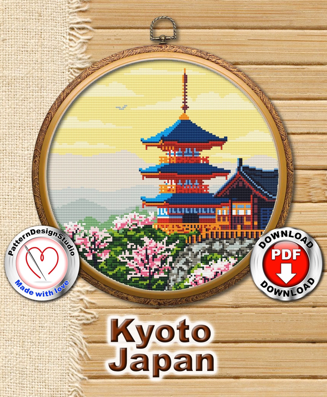 Japan, Cross Stitch Pattern PDF Download,