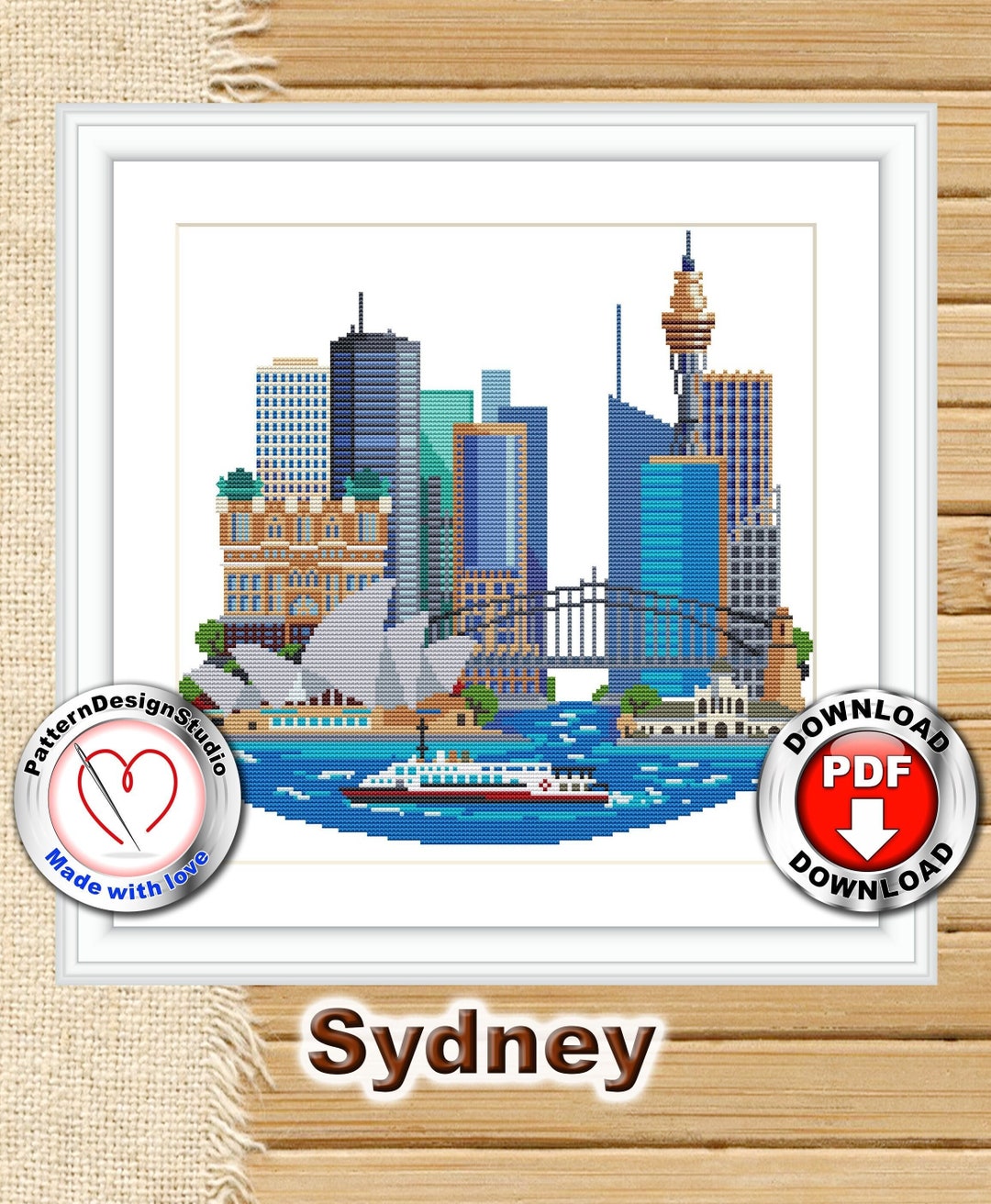 Sydney Cross Stitch Pattern PDF Instant Download, City Skyline ...