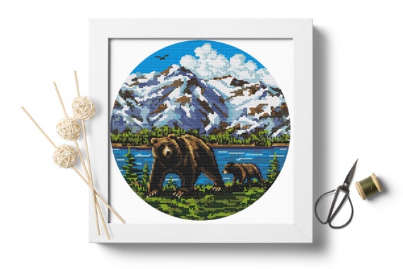Cross Stitch Embroidery PDF Pattern Download Denali National Park Mountains Embroidery Design Unique cross stitch DIY Home decoration