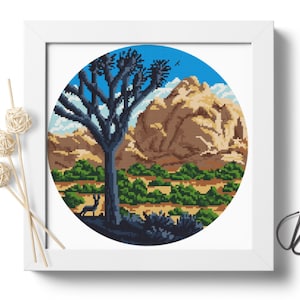 Joshua Tree Nationalpark Moderne Kreuzstichmuster Natur Stickerei Designs Kreuzstichvorlage Kreuzstichvorlage # P370