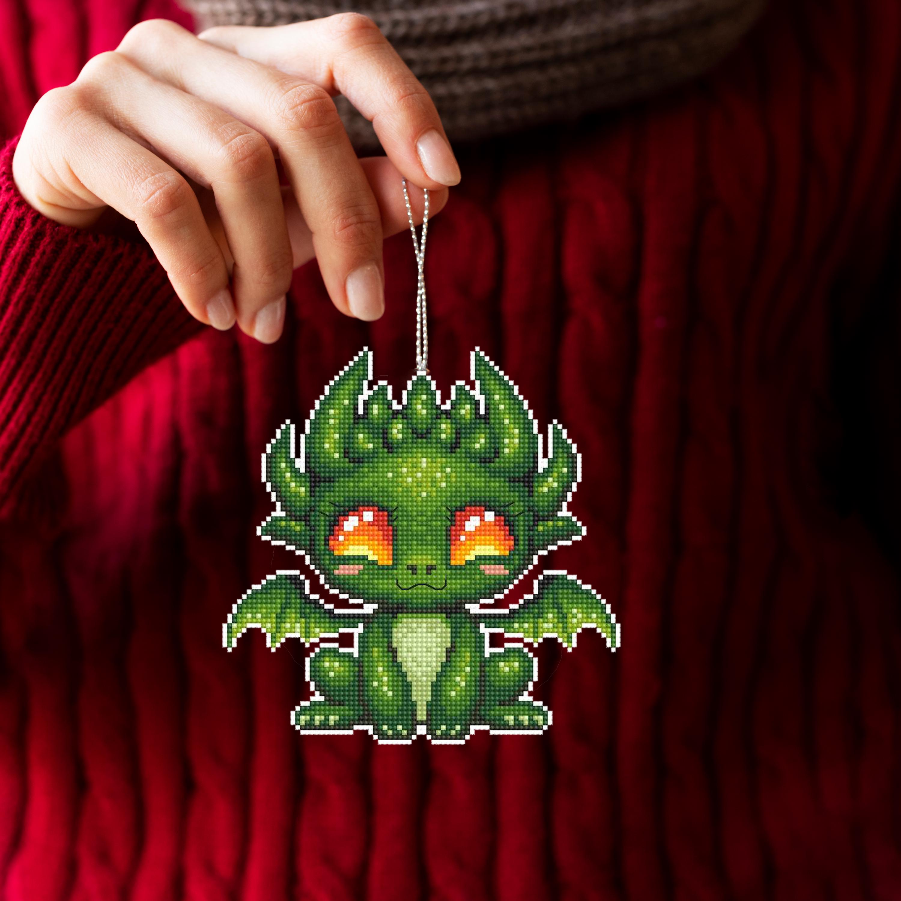 Green Dragon Cross Stitch Pattern PDF Download, Fantasy Baby Dragon ...
