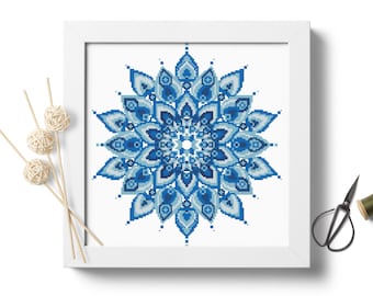 Mandala flor ponto cruz bordado pdf padrão download moderno bordado digital ponto cruz gráfico colorido mandala ponto cruz # p292