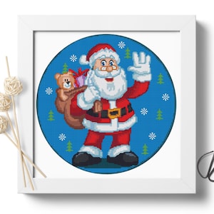 Schema punto croce Babbo Natale Decorazione natalizia Punto croce moderno Natale stellato Regalo fai da te File digitale PDF