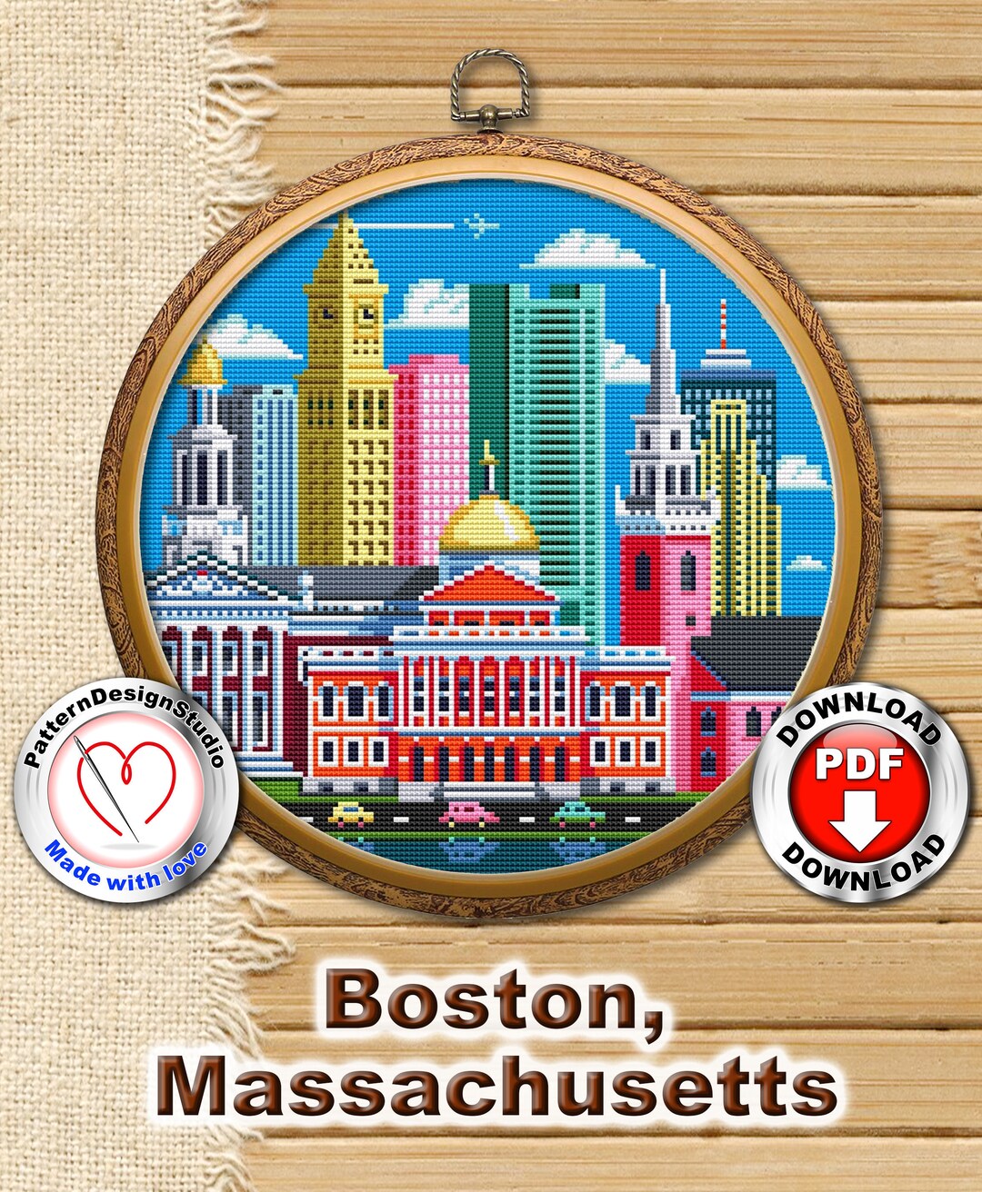 Boston Patterns Boston #P212 Cross Stitch Embroidery Pattern Instant Download |modern ...