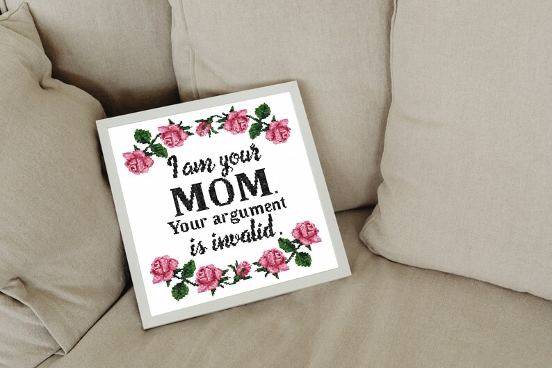 Quotes cross stitch pattern PDF Funny counted cross stitch chart Meme Mom Humor embroidery design Sassy modern cross stitch Mother gift image 5