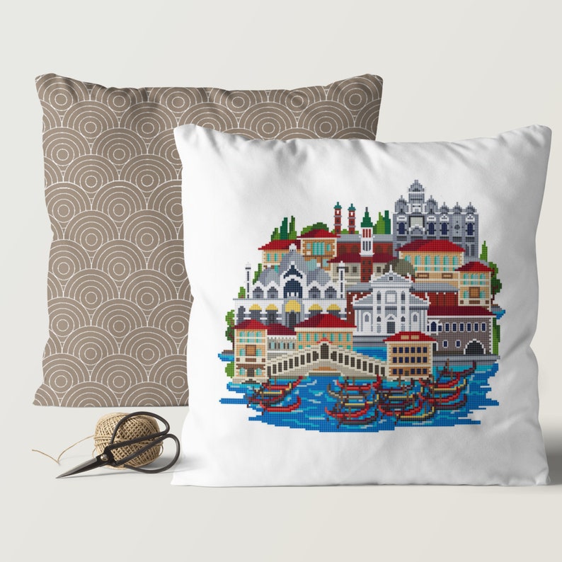 Kit de point de croix compté Venise DIY Toile non imprimée