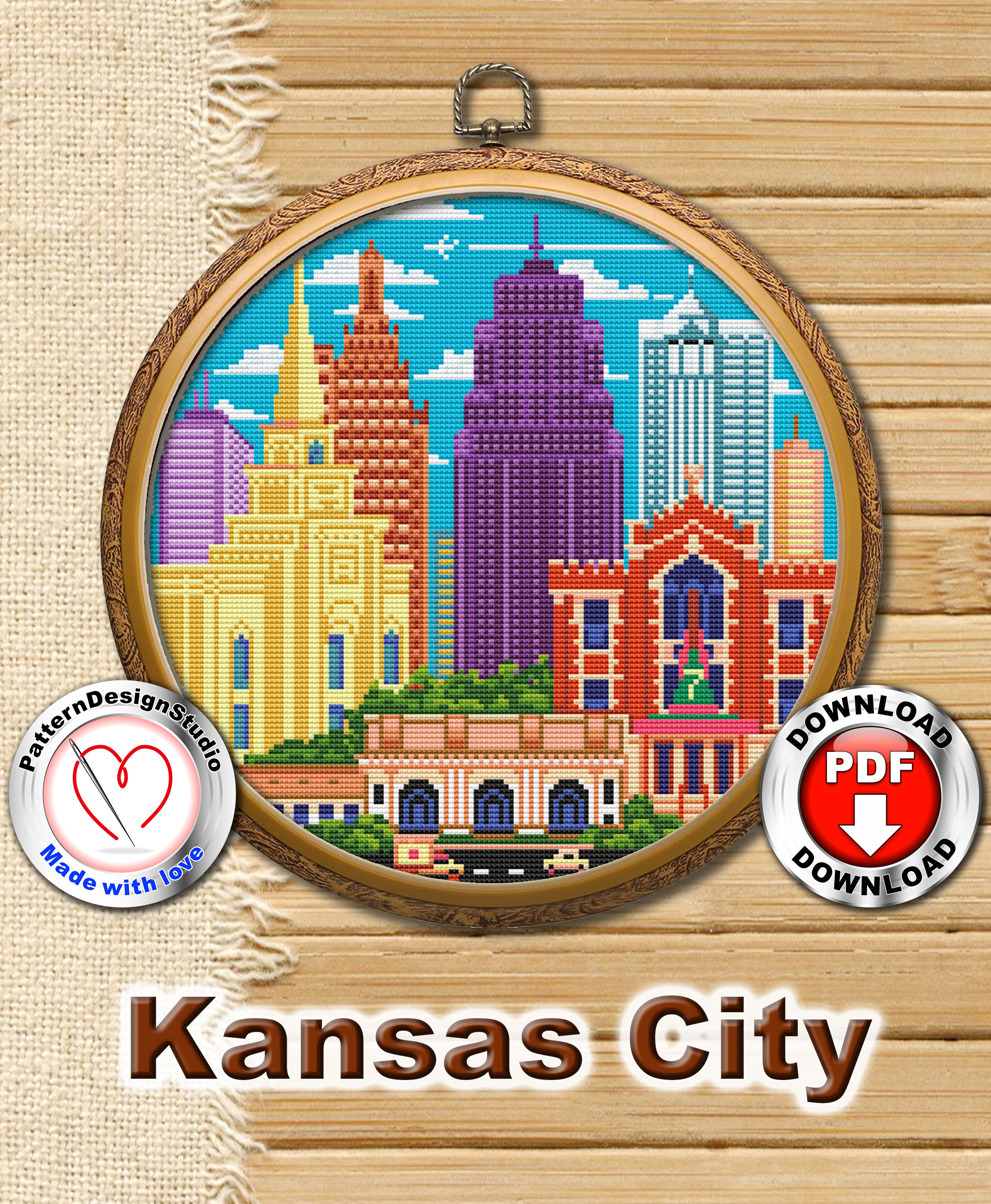 Kansas City P109 Cross Stitch Embroidery Pattern Instant Etsy