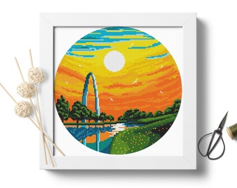Gateway Arch cross stitch pattern National Park Missouri Needlework Embroidery designs Counted Cross Stitch Patterns, Digital Format PDF