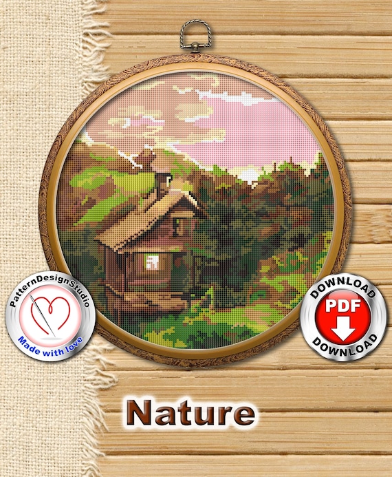 Sunset In Yosemite Counted Cross Stitch Patterns Printable Chart PDF