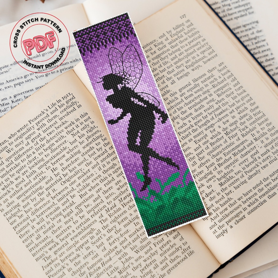 Bookmark Cross Stitch Pattern PDF Download, Fairy Girl Silhouette ...