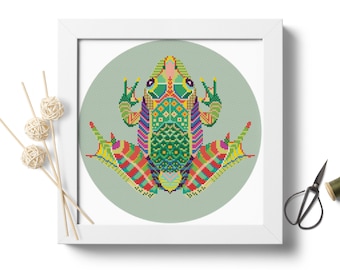 Padrão de bordado em ponto cruz de sapo mandala PDF Download | Gráfico de ponto cruz | Ponto Cruz Moderno | Padrão de bordado | Desenho Cruzado