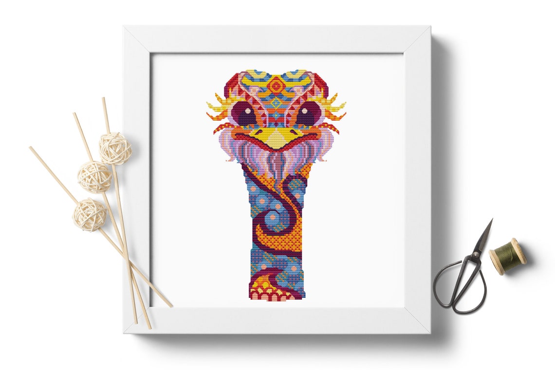 Mandala Ostrich #P64 Cross Stitch Embroidery Pattern PDF Download ...