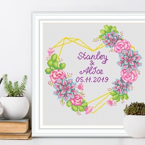 Personalized Cross Stitch Pattern PDF Download #P186 | Cross stitch chart | Anniversary Present | Personalised wedding gift | DIY wall art