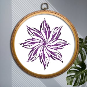Mandala cross stitch pattern PDF Floral mandala embroidery design Easy counted cross stitch Simple mandala ornament Geometric mandala
