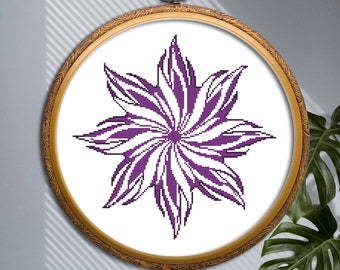 Mandala-kruissteekpatroon pdf Bloemen mandala-borduurontwerp Eenvoudig te tellen kruissteek Eenvoudig mandala-ornament Geometrische mandala