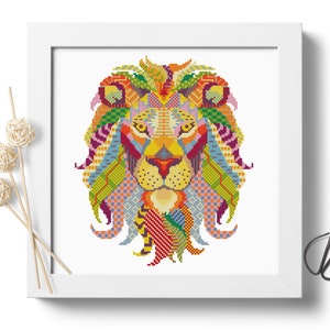 Mandala Löwe #P42 Kreuzstich Stickmuster Sofort Download | Kreuzstichmuster | Moderner Kreuzstich | Kreuzstich Stickmuster