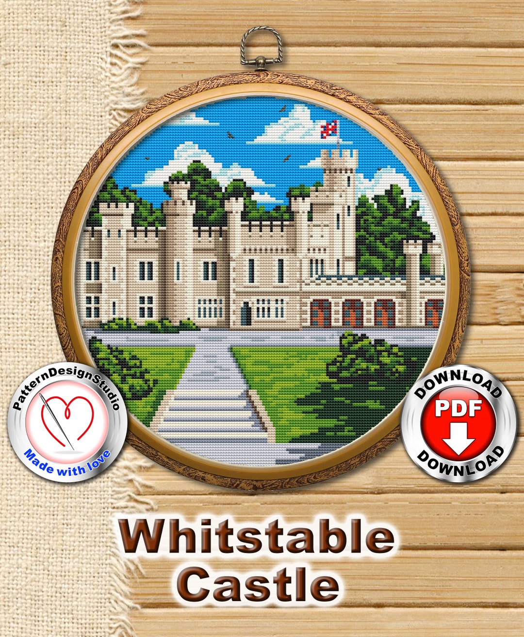 Whitstable Castle Cross Stitch Embroidery PDF Pattern Instant Etsy