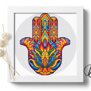 Mandala hamsa hand #P71 Cross Stitch Embroidery Pattern Instant Download | Cross Stitch Patterns | Cross Pattern | Design Pattern