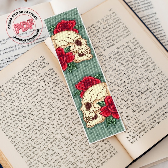 8Pcs Dark Romance Magnetic Bookmarks - Gothic Flower Skull Page Clips For Book Lovers - View #5
