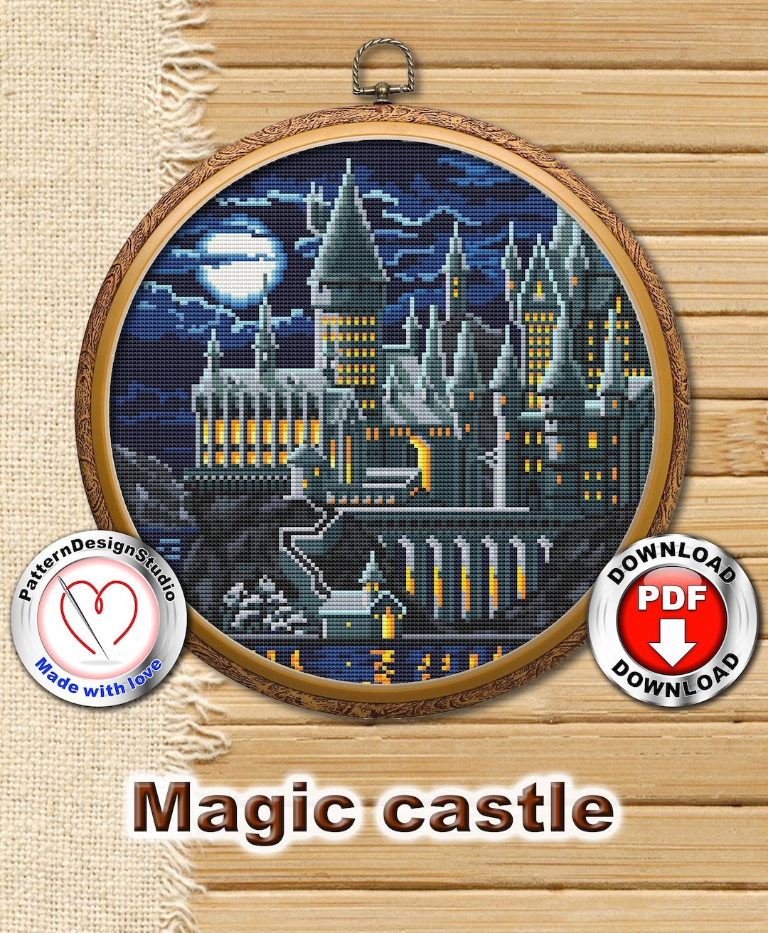 Magic Castle Cross Stitch Pattern PDF Fantasy Castle Wizard School ...