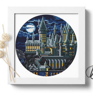 Wizard school cross stitch pattern PDF download Fantasy castle Magic kingdom cross stitch Modern embroidery design Amazing cross stitch