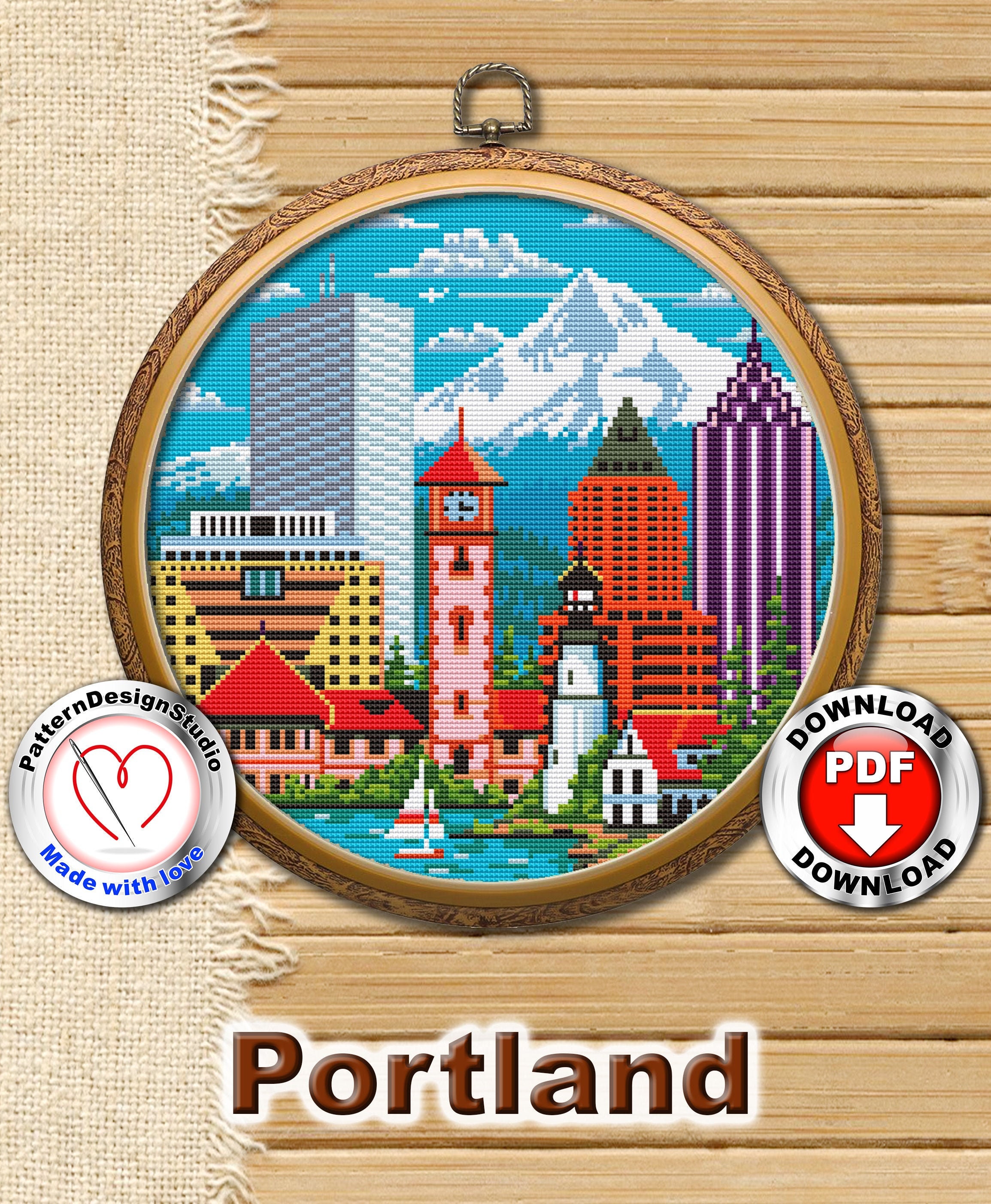Portland P108 Cross Stitch Embroidery Pattern Instant Etsy