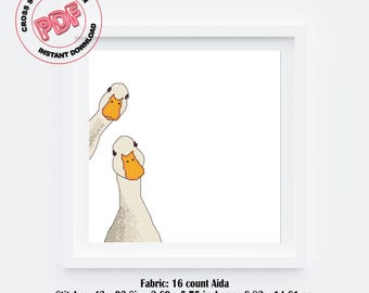 Silly Goose Cross Stitch Pattern PDF, Whimsical Farm Animals Embroidery Design, Funny Goose Cross Stitch Chart, Quirky Animals Lover Gift