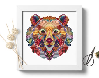 Mandala Bear Cross Stitch Pattern PDF Instant Download | Counted Cross Stitch | Modern Cross Stitch | Cross Designs | DIY Wall Art #P51
